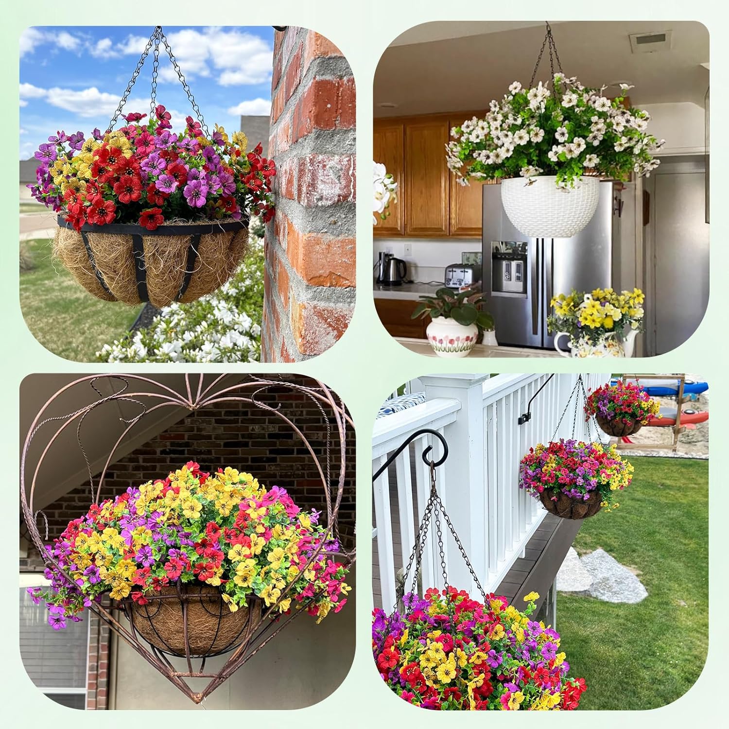 Nepfaivy Artificial Outdoor Flowers UV-Resistant - Realistic Artificial Flowers For Outdoors, Fade Resistant Fake Flowers For Outside, Plastic Faux Flowers For Outdoor Planters